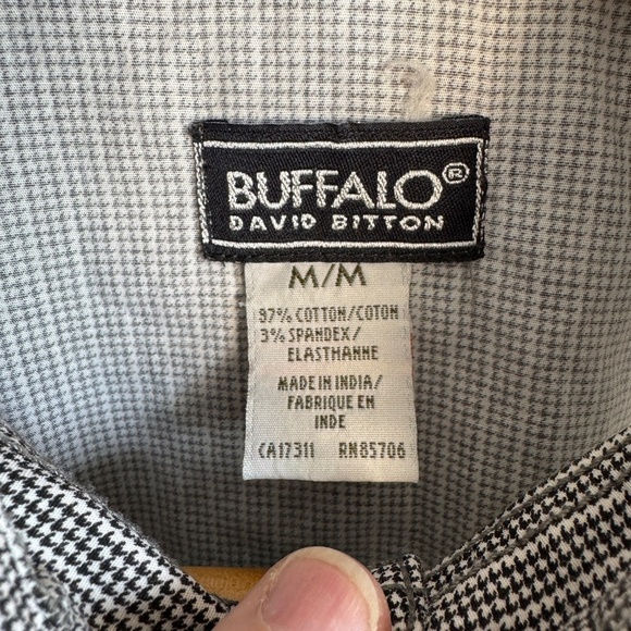 Vintage Buffalo David Bitton‎ Men's Houndstooth Button Up Shirt Gray/Black M - Picture 5 of 14